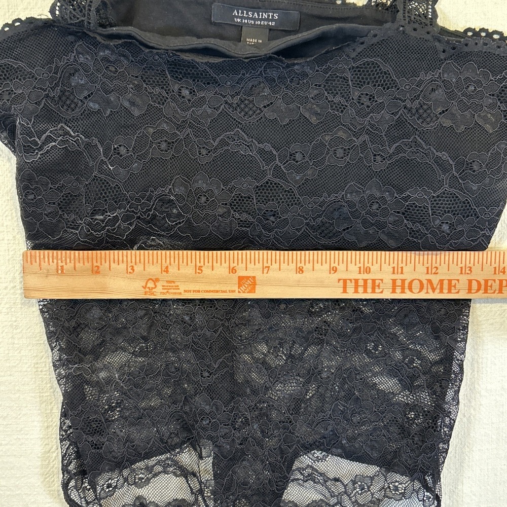 AllSaints Women Charlie Lace Bodysuit Black Lace Sleeveless 10 - Picture 15 of 15